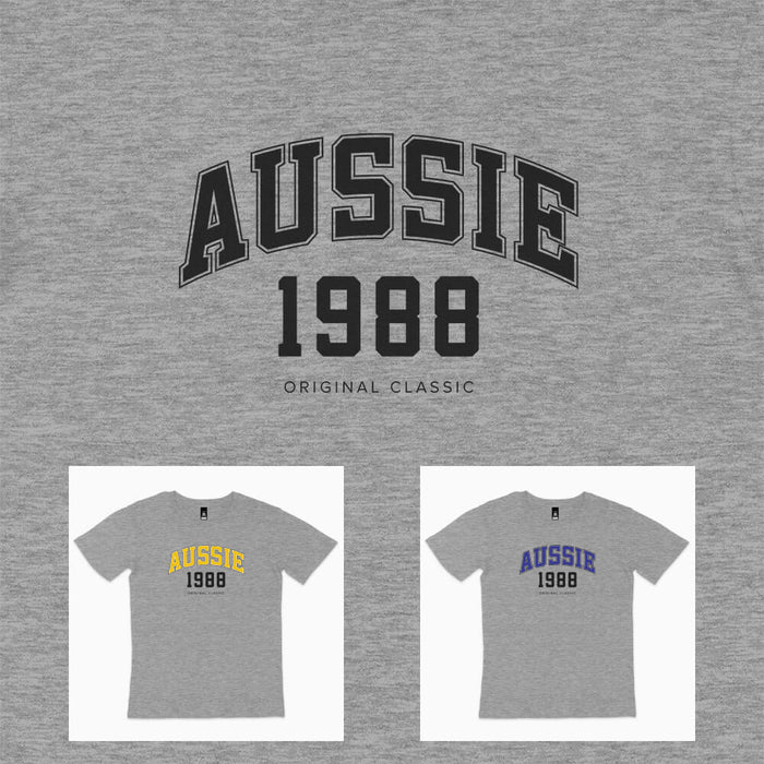 Aussie College Style personalised birthday t-shirt