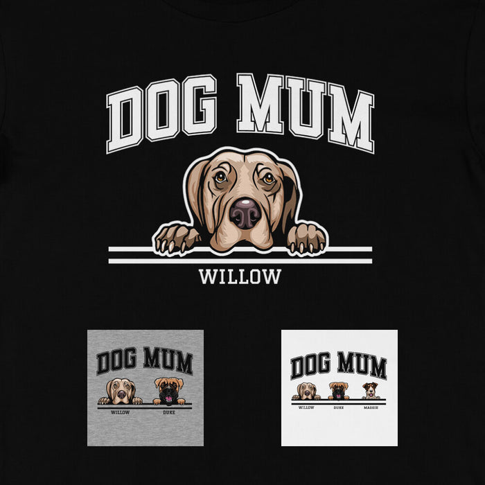 Dog Mum athletic style personalised t-shirt