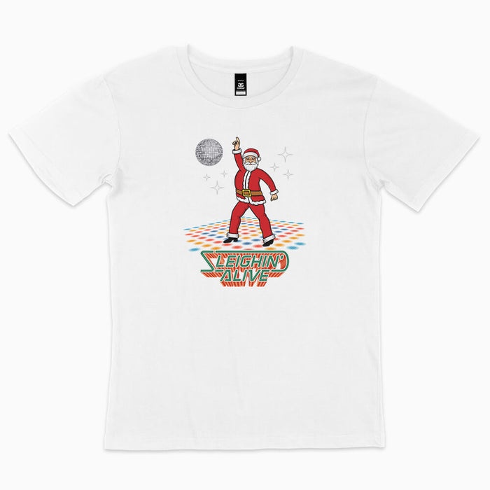 Sleighin' Alive Santa Christmas t-shirt