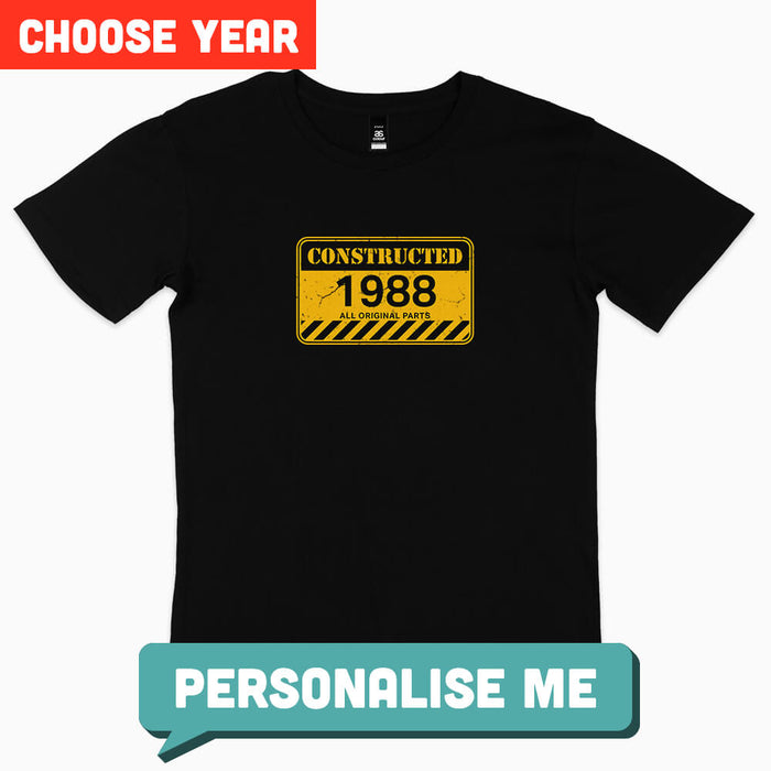 Constructed personalised birthday t-shirt